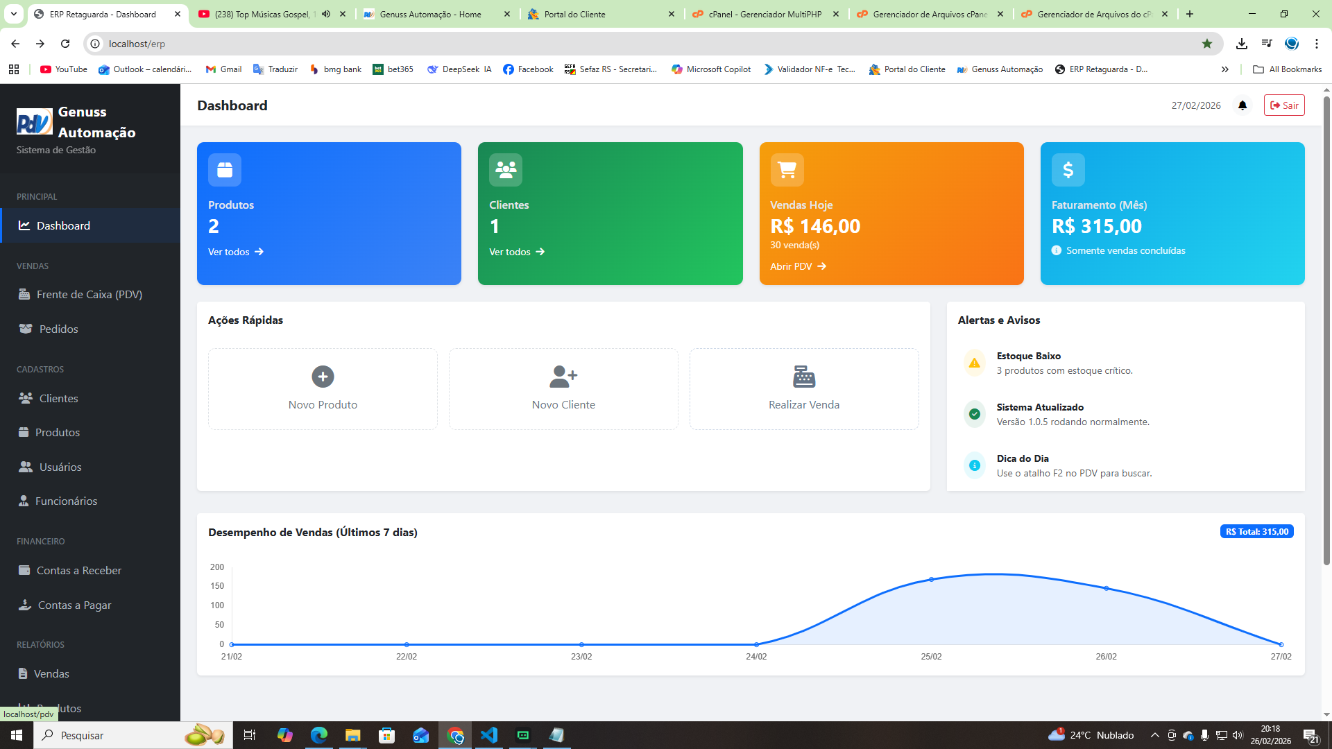 Sistema web completo com NFCe/NF-e
